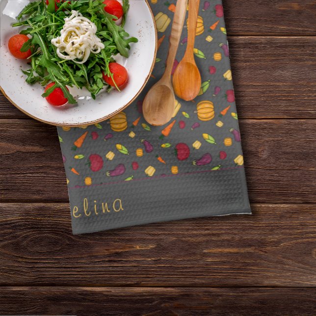 Linge De Cuisine Bon thanksgiving légumes motif gris (Créateur téléchargé)