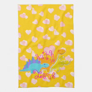Linge De Cuisine Bonbon avec le motif de coeurs de dinosaures