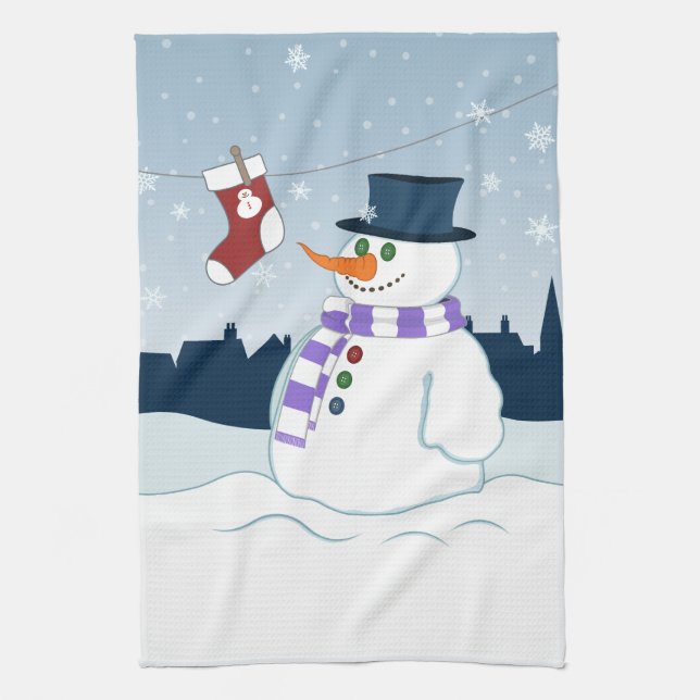 Linge De Cuisine Bonhomme de neige et Noël de bas (Vertical)