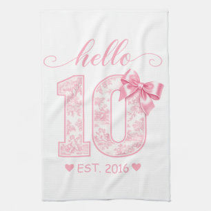 Linge De Cuisine Bonjour 10 Anniversaire   Rose Bonjour 10 Année pe