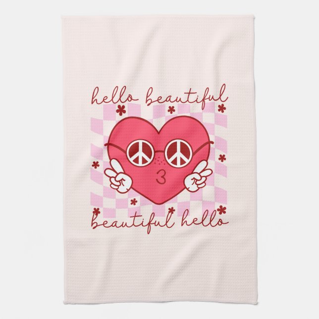 Linge De Cuisine Bonjour belle | Cute et coeur (Vertical)