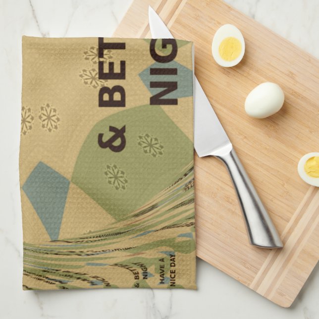 Linge De Cuisine Bonne journée et meilleur art nocturne Imprimer (Quart Plié)