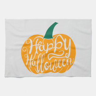 Linge De Cuisine Bonne lettre Halloween sur citrouille sculpté