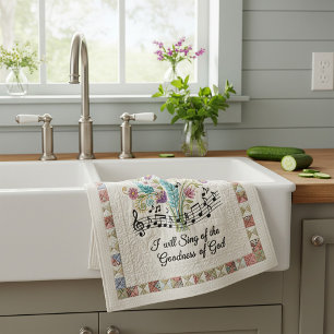 Linge De Cuisine Bonté de Dieu musique florale au look matelassé