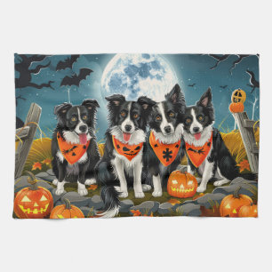 Linge De Cuisine Bordure Collie Halloween Éffrayant