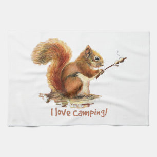 Linge De Cuisine BORN TO GO CAMPING Fun Squirl Cute Animal quota