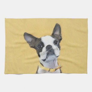 Linge De Cuisine Boston Terrier Peinture - Cute Original Chien Art