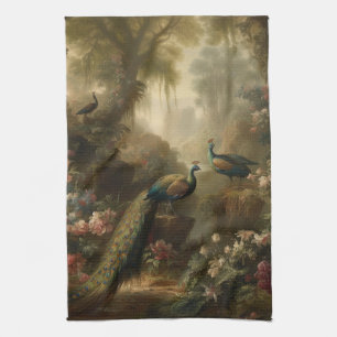 Linge De Cuisine Botanique : trois paons dans le jardin anglais