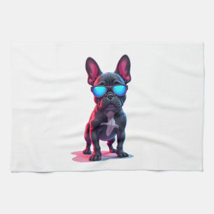 Linge De Cuisine Bouledogue Français SciFi portant des lunettes de