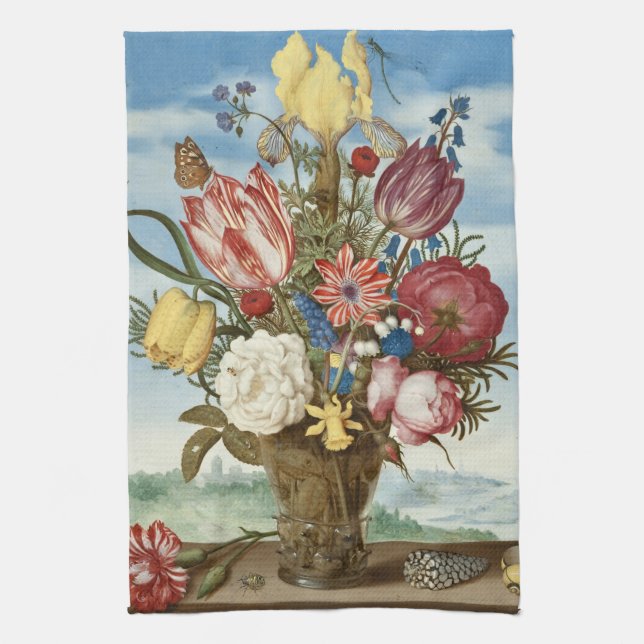 Linge De Cuisine Bouquet de fleurs Ambrosius Bosschaert Art (Vertical)