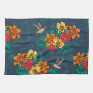 Linge De Cuisine Bouquet tropical et colibris