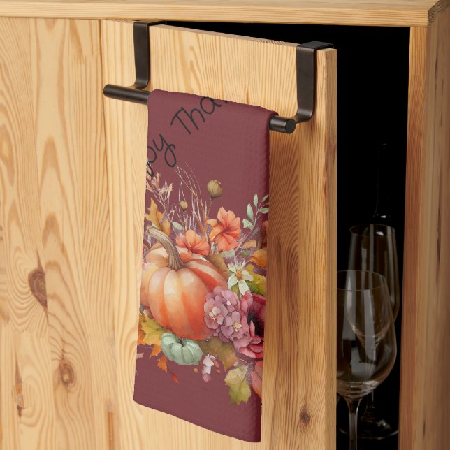 Linge De Cuisine Bourgogne Bon thanksgiving Citrouille Automne Fleu (Pliage en tiers)