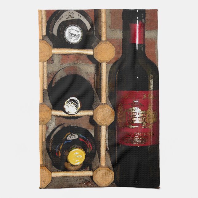 Linge De Cuisine Bouteilles de vin (Vertical)