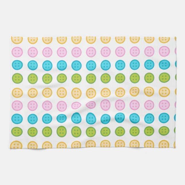 Linge De Cuisine Bouton bleu rose jaune motif accessoires tendance (Horizontal)