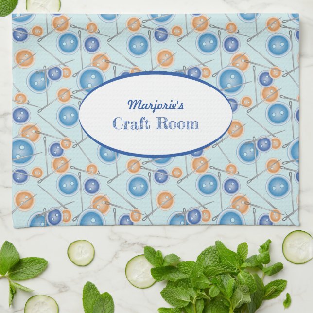 Linge De Cuisine Boutons et aiguilles à coudre Personnalisées (Plié)