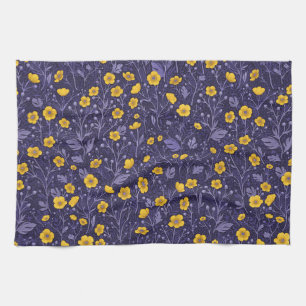Linge De Cuisine Boutons jaunes et violets
