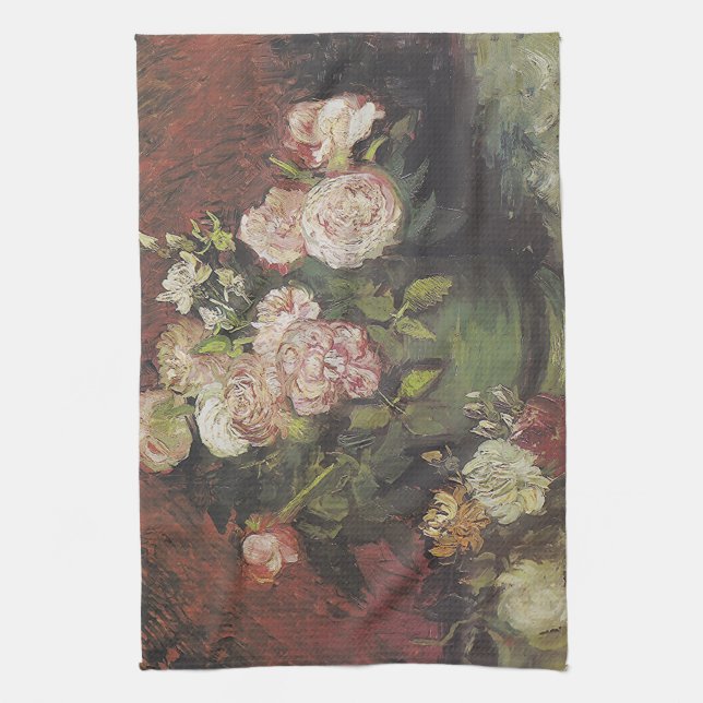 Linge De Cuisine Bowl avec Peonies et Roses par Vincent van Gogh (Vertical)