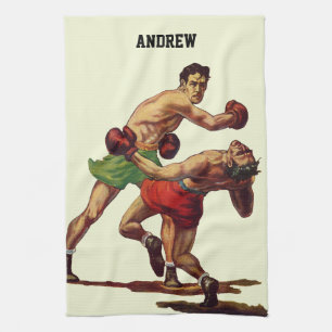 Linge De Cuisine Boxe sportive vintage, Boxers dans un combat