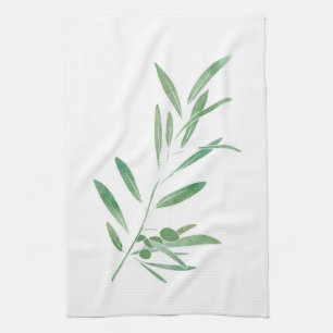 Linge De Cuisine Branche d'olivier d'aquarelle