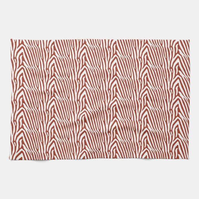 LINGE DE CUISINE BRICK RED ZEBRA STRIPES (Horizontal)