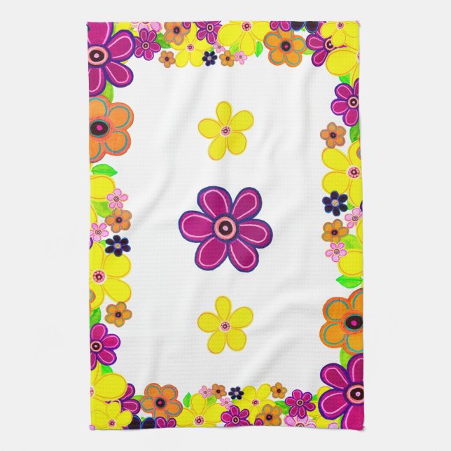 Linge De Cuisine Bright Abstrait Flower Art (Vertical)