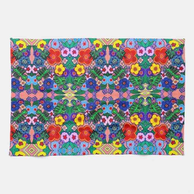 Linge De Cuisine Bright Abstrait Flower Art (Horizontal)