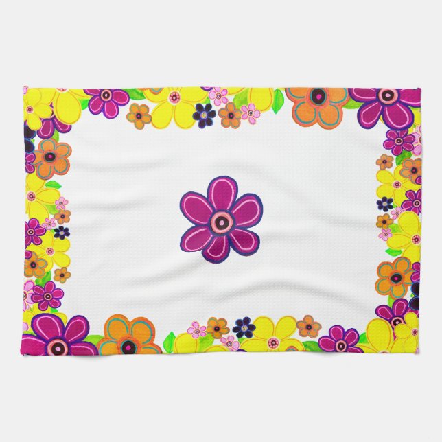 Linge De Cuisine Bright Abstrait Flower Art (Horizontal)