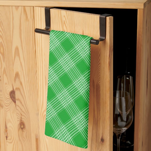 Linge De Cuisine Bright Green Plaid Checked Pattern (Pliage en tiers)