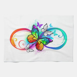 Linge De Cuisine Bright infinity with rainbow butterfly