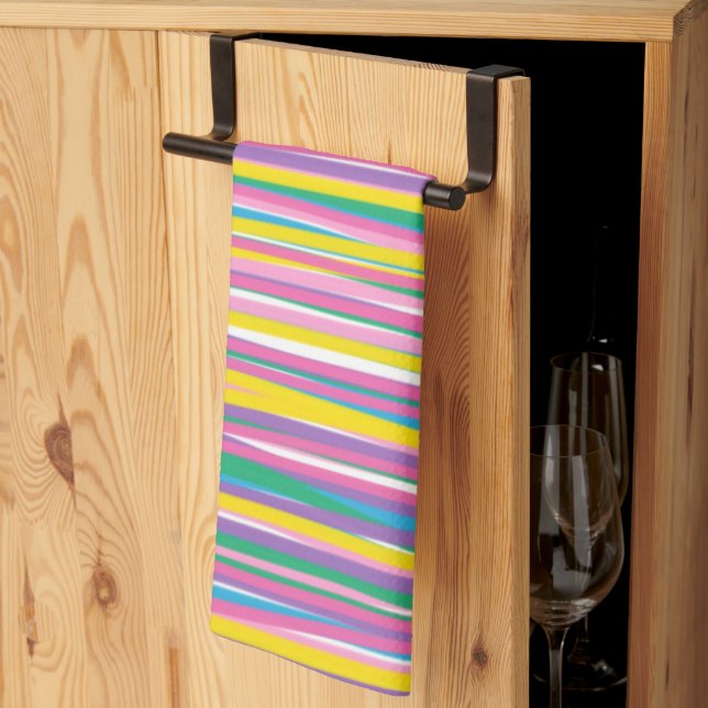 Linge De Cuisine Bright Vertical Summer Stripes (Pliage en tiers)
