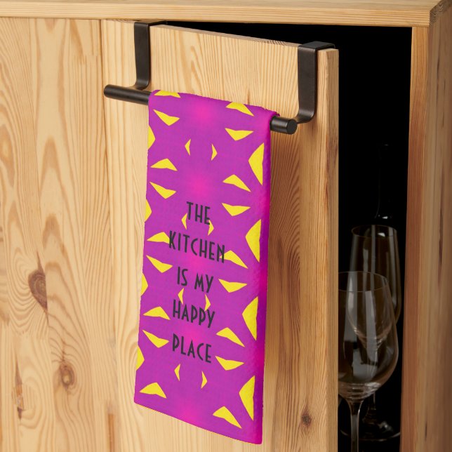 Linge De Cuisine Bright Yellow and Purple Kitchen Towel (Pliage en tiers)