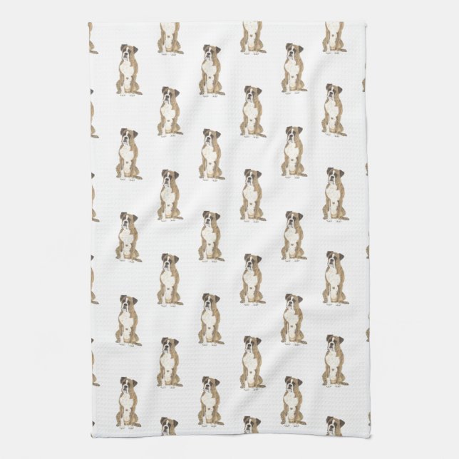 Linge De Cuisine Brindle & White Boxer Dog (Vertical)