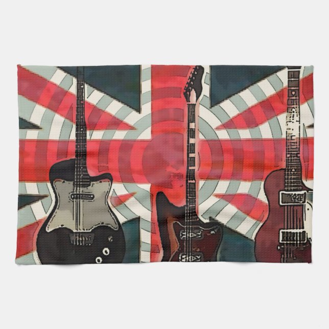 Linge De Cuisine British Union Jack Flag Rock Roll Electric Guitar (Horizontal)