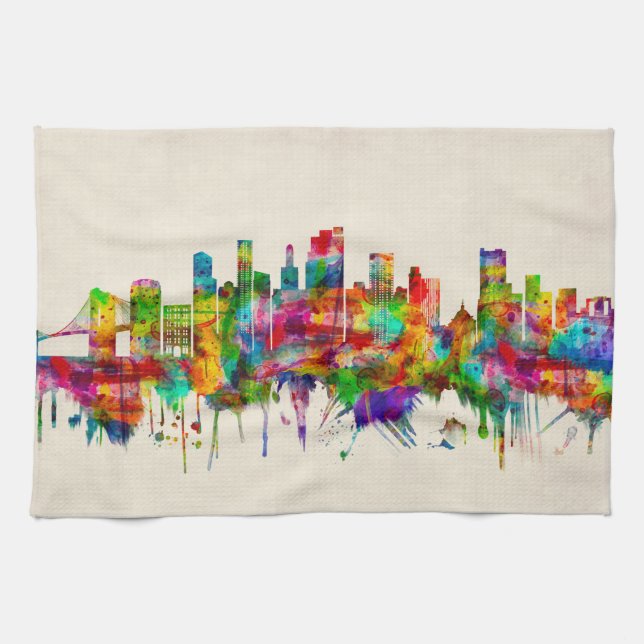 Linge De Cuisine Brooklyn New York Skyline (Horizontal)