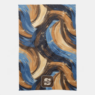 Linge De Cuisine Brosses Abstraites en bleu et Brown