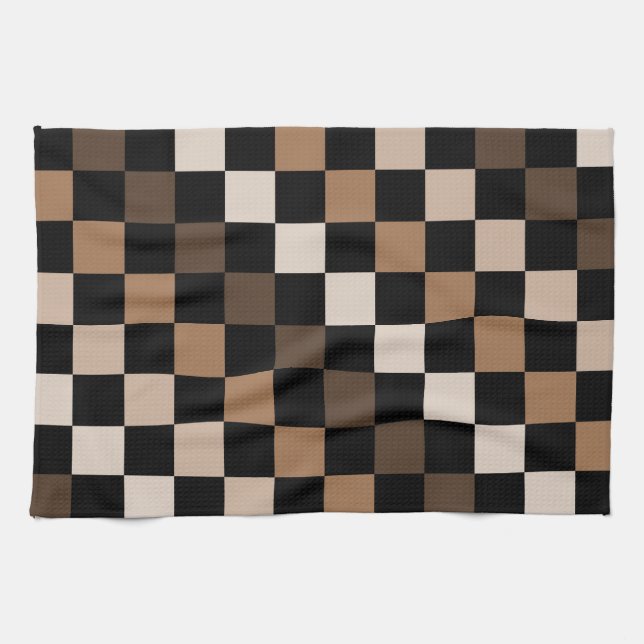 Linge De Cuisine Brown À damiers noir En vichy Motif (Horizontal)