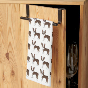 Linge De Cuisine Brown Boston Terrier mignon Motif de dessin animé 