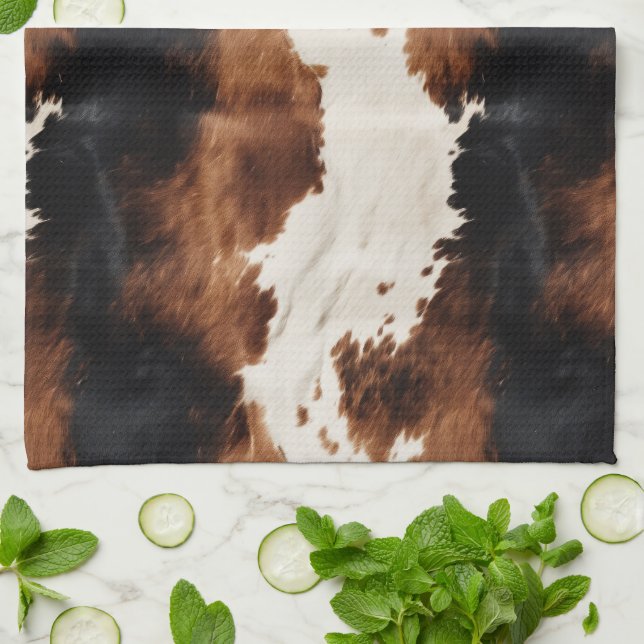 Linge De Cuisine Brown Crème Noir Vache du Sud-Ouest (Plié)