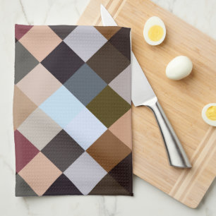 Linge De Cuisine Brown gris foncé Mauve Taupe Carrés Mosaïque Motif