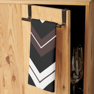 Linge De Cuisine Brown noir Chevron Motif en bande