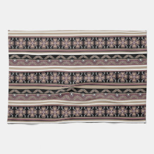 Linge De Cuisine Brown noir mexicaine bandes ornementales