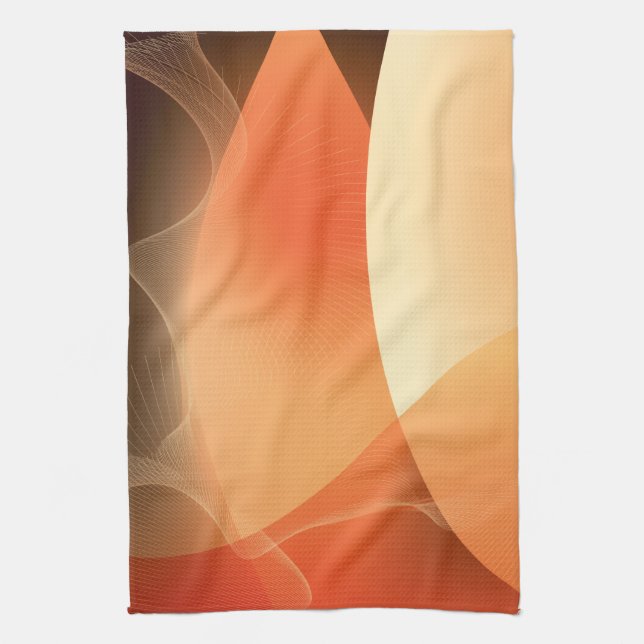 Linge De Cuisine Brun abstrait et motif orange (Vertical)
