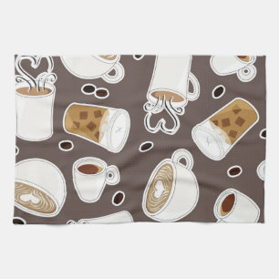 Linge De Cuisine Brun/gris de motif d'amant de café