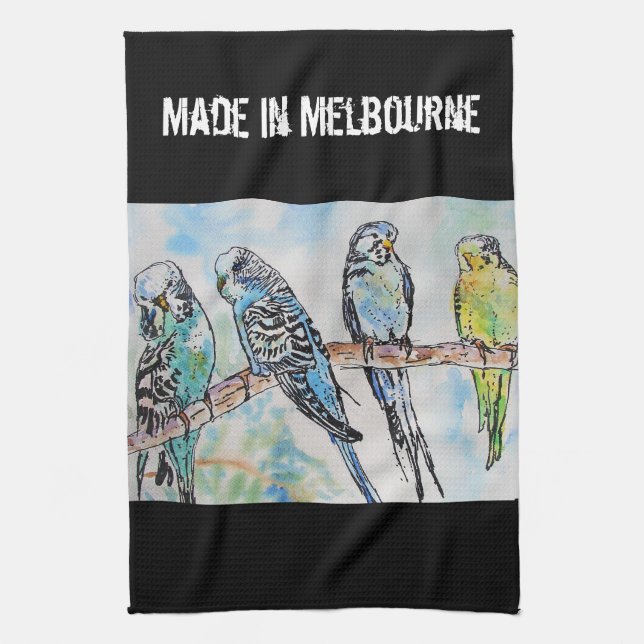Linge De Cuisine Budgie Budgerigar Bird Made In Melbourne Birds (Vertical)