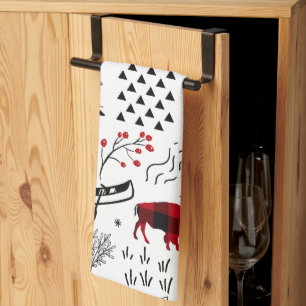 Linge De Cuisine Buffalo Adventures Black and Red Plaid ID599
