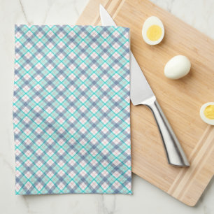 Linge De Cuisine Buffalo Plaid en Aqua, Blanc, Marine et Rouge