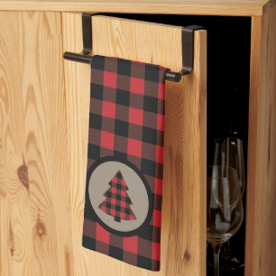 Linge De Cuisine Buffle noir rouge Plaid Christmas Tree