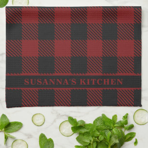 Linge De Cuisine Buffle rouge rustique plaid hiver