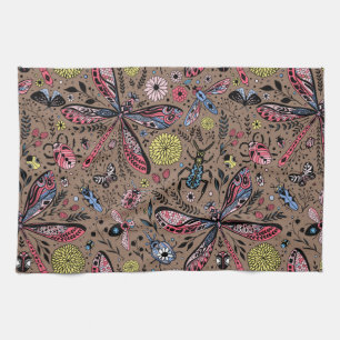 Linge De Cuisine Bugs de Doodle sur mocha brown