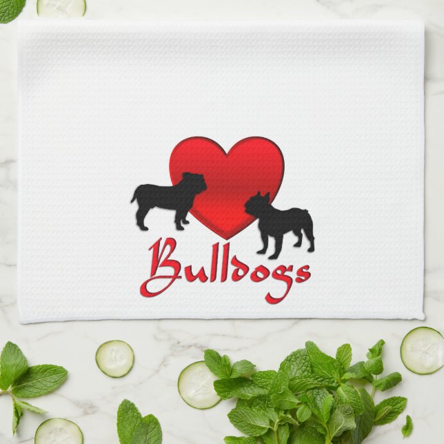 Linge De Cuisine Bulldogs de coeur (Plié)
